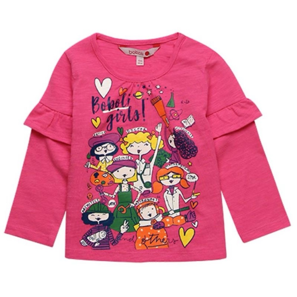 Pink Cartoon Graphic Long Sleeve Tee